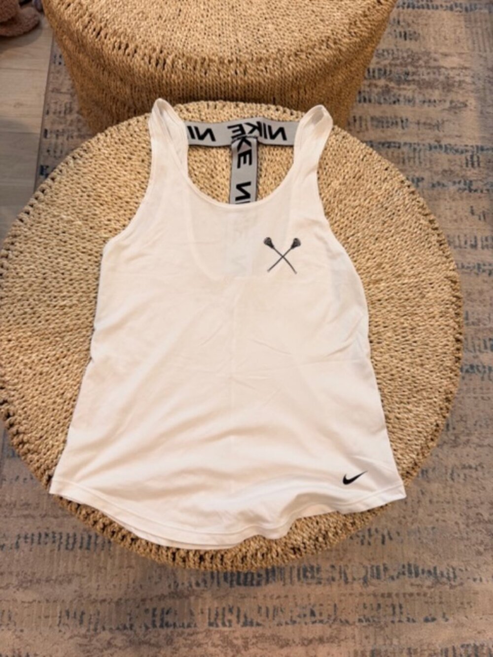 Nike White Elastika Women's Fri-Fit Training Racerback Nike Logo Tank Top, XS